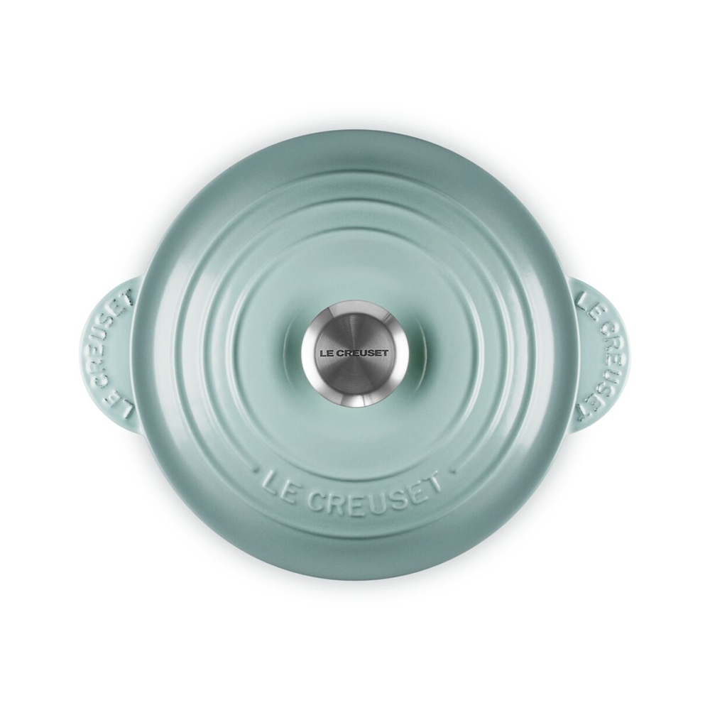 【美品】LE CREUSET 鍋 約20cm Le Creuset 萬用窈窕鑄鐵鍋20cm 2.8L 海洋之花湯鍋燉鍋(電磁爐IH爐可用