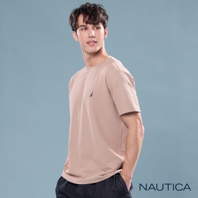 Nautica 官方旗艦 男裝 吸濕排汗休閒短袖T恤-粉灰色