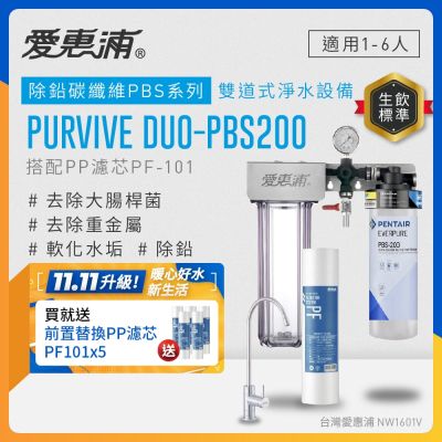 EVERPURE愛惠浦 櫥下型 PURVIVE Duo-PBS200無鉛龍頭兩道式生飲淨水器(前置PP)
