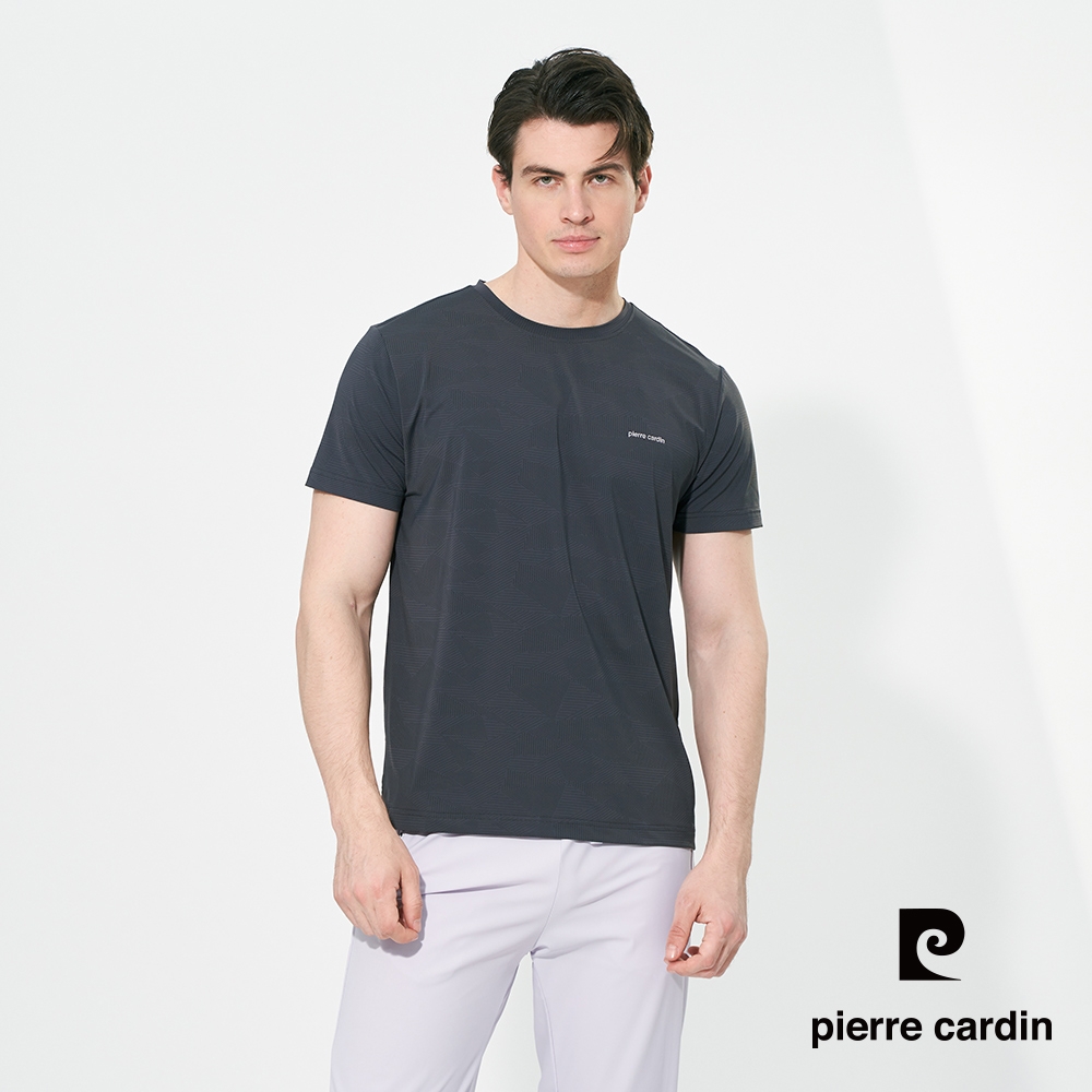 pierre cardin 皮爾卡登 男女款 冰絲彈性速乾圓領短袖T恤-(多色任選) (男-E款(印花))