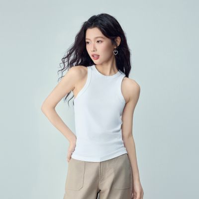 GIORDANO 韓國同款 女裝彈力棉圓領羅紋修身背心【雙色任選】