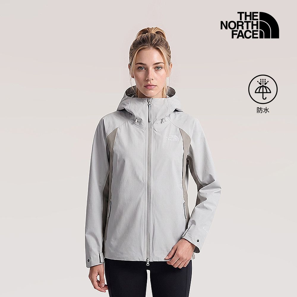 【The North Face 官方旗艦】北面GTX男女款淺灰色GORE-TEX專業防水衝鋒衣｜8J5UP48