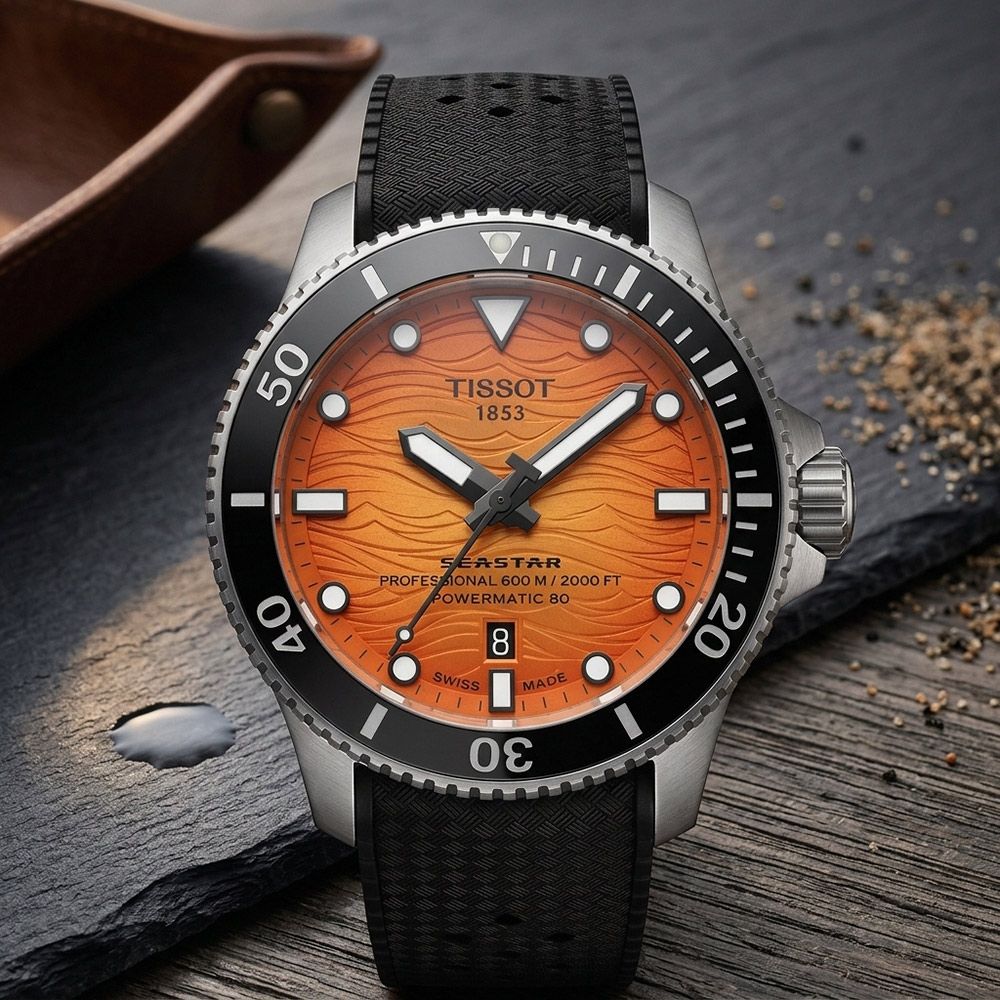 TISSOT 天梭 官方授權 Seastar 2000 T120.907.17.281.00 海洋之星600米潛水機械錶 開學換新季 送禮推薦-橘x黑/44mm T1209071728100