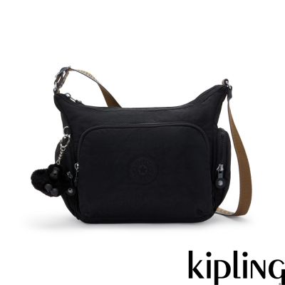 『牛角包』Kipling (網路獨家款)經典老花背帶輕巧多袋實用側背包-GABB S