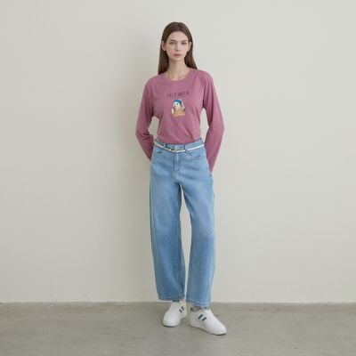 GIORDANO 女裝高彈力彎刀牛仔褲 City Wander系列 - 87 淺藍