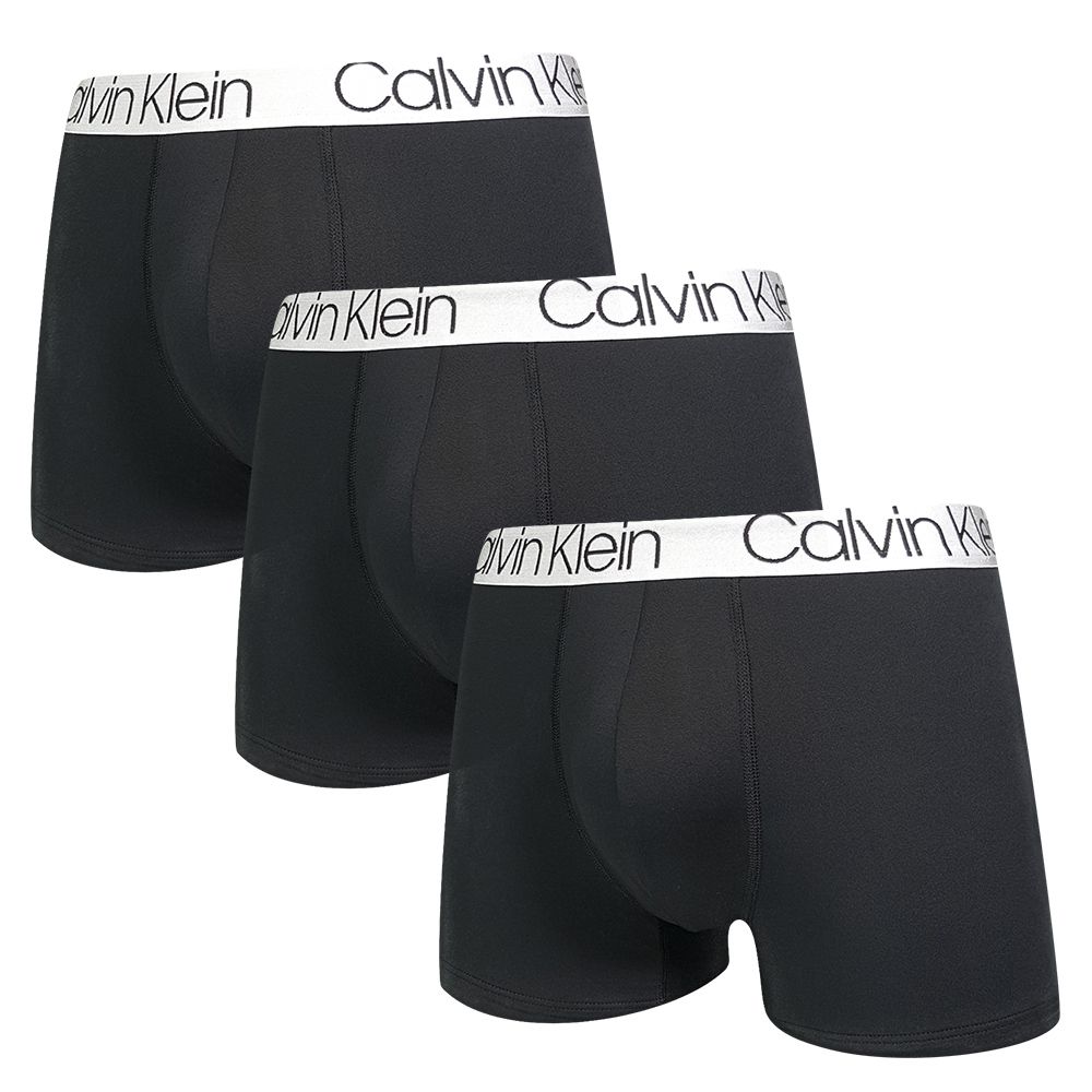 Calvin Klein Chromatic 男內褲 絲質彈力舒適 平口褲/合身四角褲/CK內褲-黑色 三入組