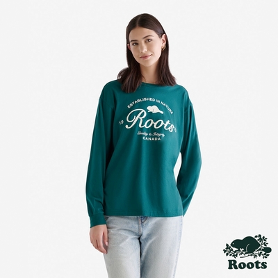 Roots女裝- SIGNITURE 長袖上衣-綠色