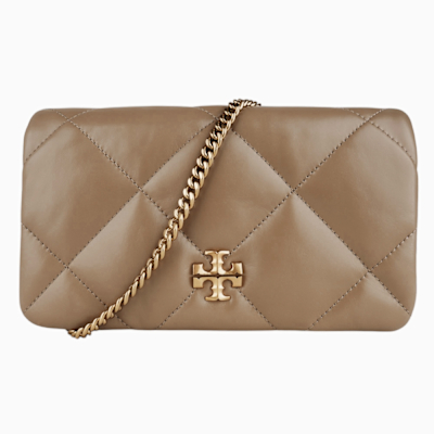 TORY BURCH Kira 大菱形紋皮革鍊帶單肩/斜揹包(奶茶色)小款
