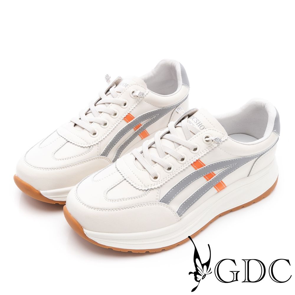 GDC-經典撞色線條免綁帶文青休閒鞋-灰色