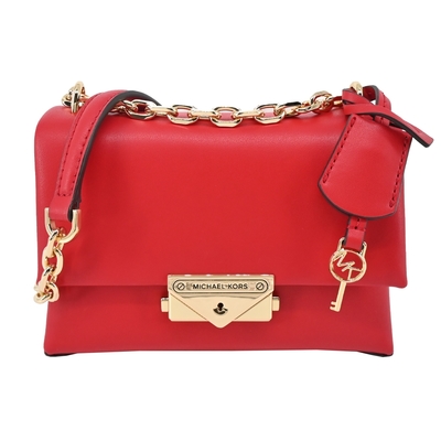 MICHAEL KORS CECE金字LOGO鎖頭吊飾釦式肩背/斜揹包-小/紅