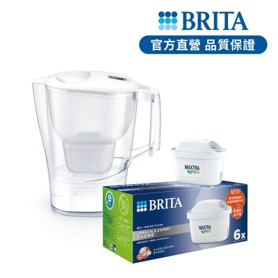 【BRITA官方】Aluna 3.5L愛奴娜濾水壺x1(白)+6入MXPRO去水垢專家濾芯(共7芯)