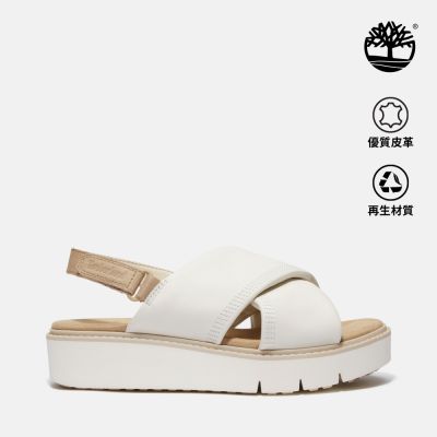 Timberland官方旗艦 女款象牙白後帶式皮革涼鞋|A415JETD