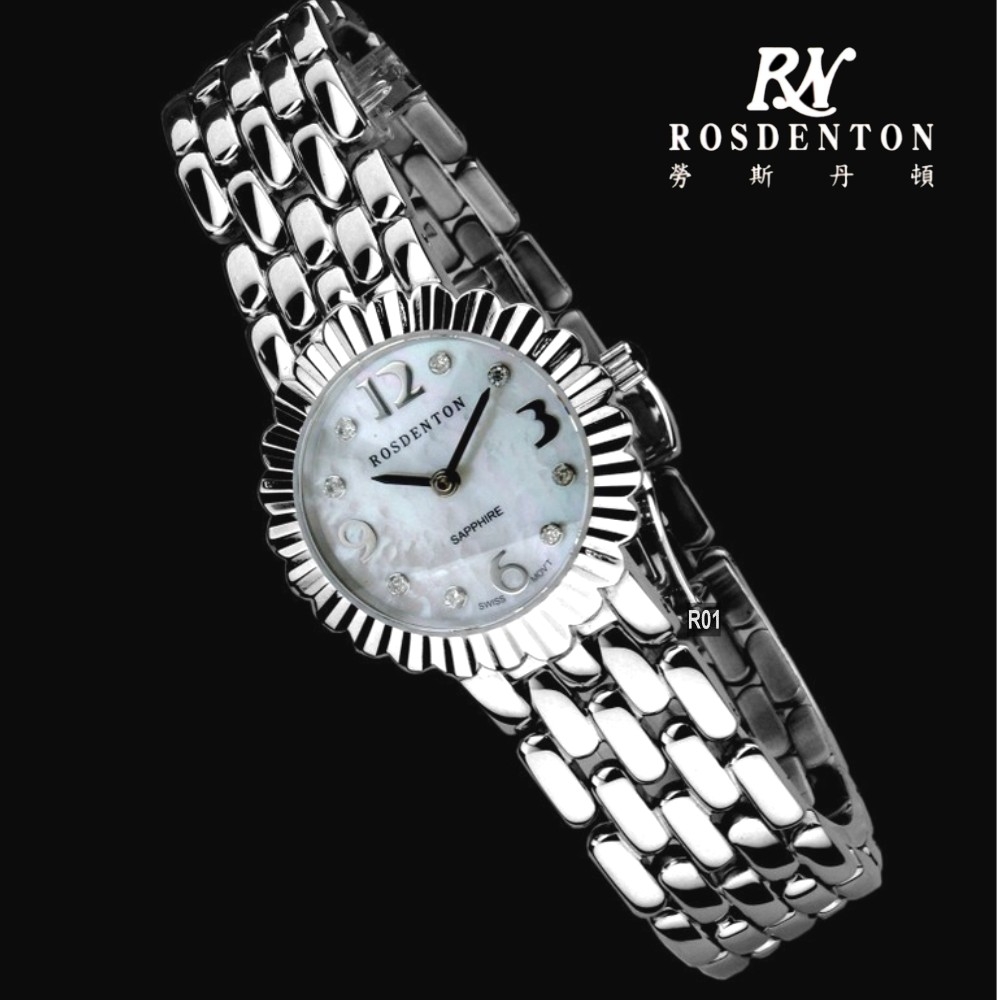Rosdenton勞斯丹頓公司貨 花漾風采/銀 真鑽石英女錶25㎜ R01 (1B01LS-B)