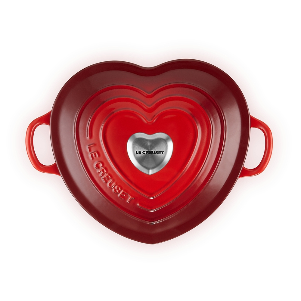 Le Creuset 愛心鑄鐵鍋20cm 1.9L 櫻桃紅心型鋼頭法國製愛心鍋湯鍋燉鍋