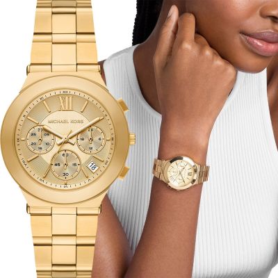 Michael Kors MK Billie 時尚三眼計時女錶 夏日煥新提案 送禮推薦-金/37mm MK7603