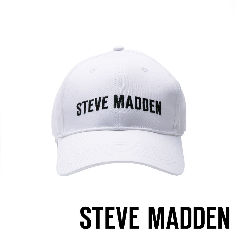 STEVE MADDEN - 時尚經典品牌LOGO刺繡鴨舌帽 - 白色