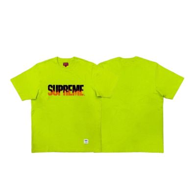 Supreme 火焰 螢光綠 短袖 SUPfire-GN