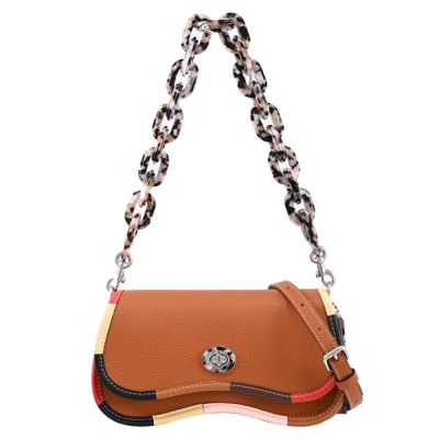 COACH Coachtopia 轉扣彩色波浪造型兩用包(咖)