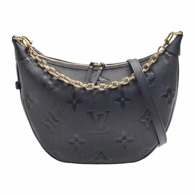 LV Louis Vuitton路易威登 M46725經典Loop Hobo Empreinte皮革小牛皮手提/斜背彎月包(黑色)