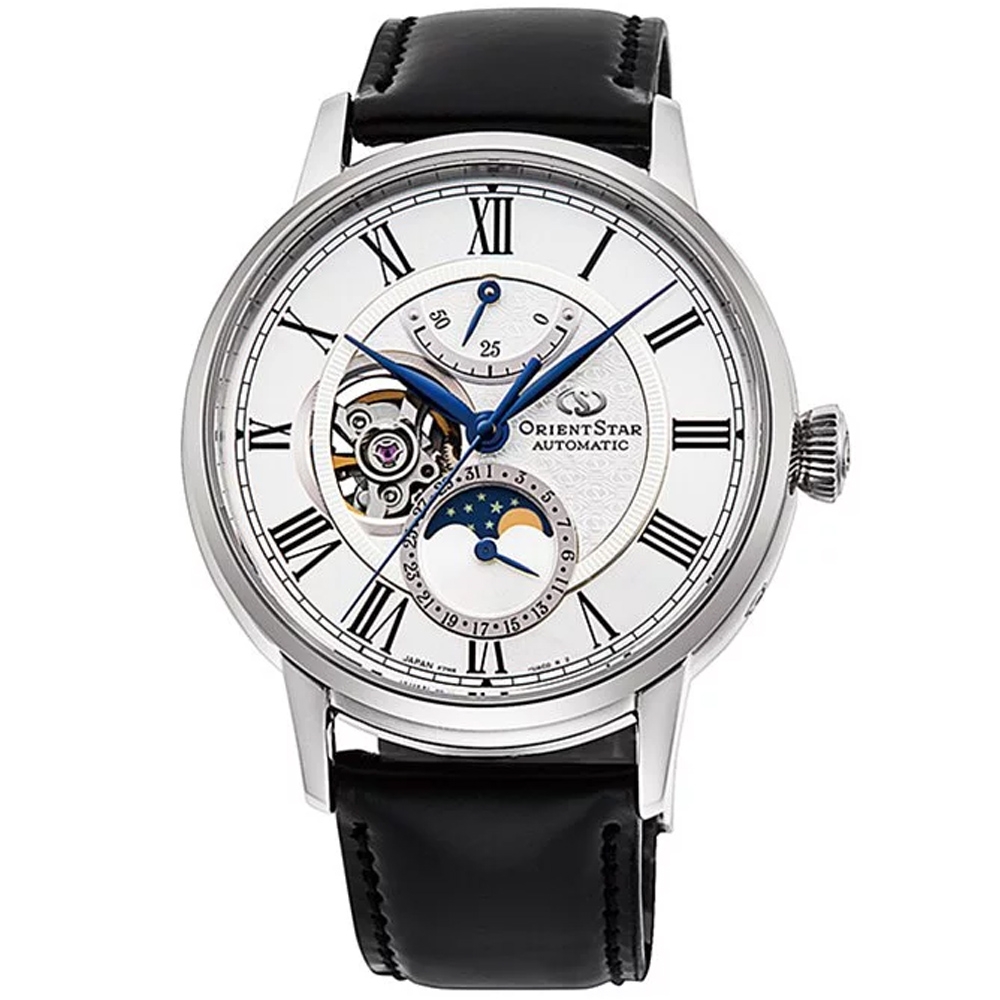 ORIENT STAR 東方之星 Moon Phase系列 鏤空月相機械腕錶 七夕 情人節 送禮 41mm / RE-AY0106S