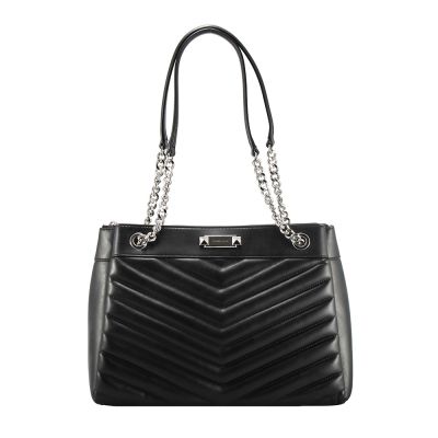 Michael Kors WHITNEY斜紋皮革手提/肩背/托特包(黑)