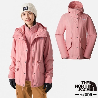 【The North Face】 女 防水透氣保暖可收腰連帽三合一外套/夾克 7QSM-OXM 粉色