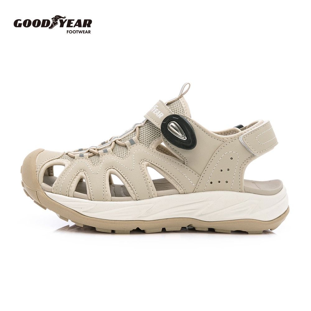 【GOODYEAR 固特異】溪行-磁扣運動護趾涼鞋/女鞋 防踢撞 沙色(GAWS62601)