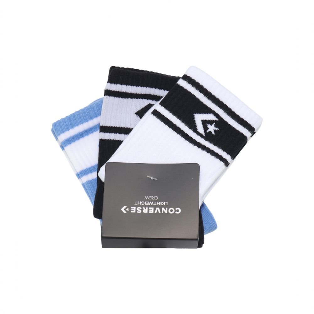 Converse 休閒襪 Lightweight Crew 中大童 黑 灰 藍 條紋 襪子 童襪 3雙入 CV2533057PS001