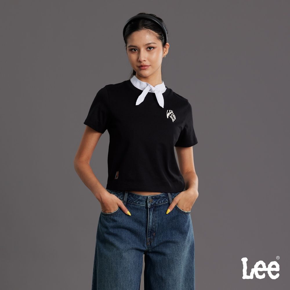 Lee 女裝 季節性版型 闊腿牛仔寬褲 中藍洗水 LB617134862