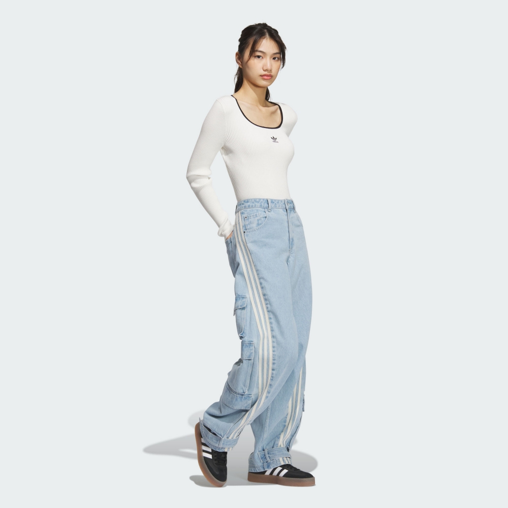 日本未発売XL adidas ニットカットソー 長袖 ホワイト　JM8055 adidas originals ADICOLOR ニットカットソー 長袖 (adidas/T