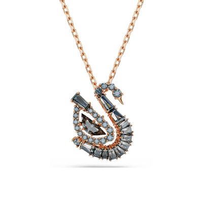 SWAROVSKI 施華洛世奇 Swan 經典優雅天鵝灰色鋯石項鍊 周年慶獻禮 送禮推薦-玫瑰金 5764882