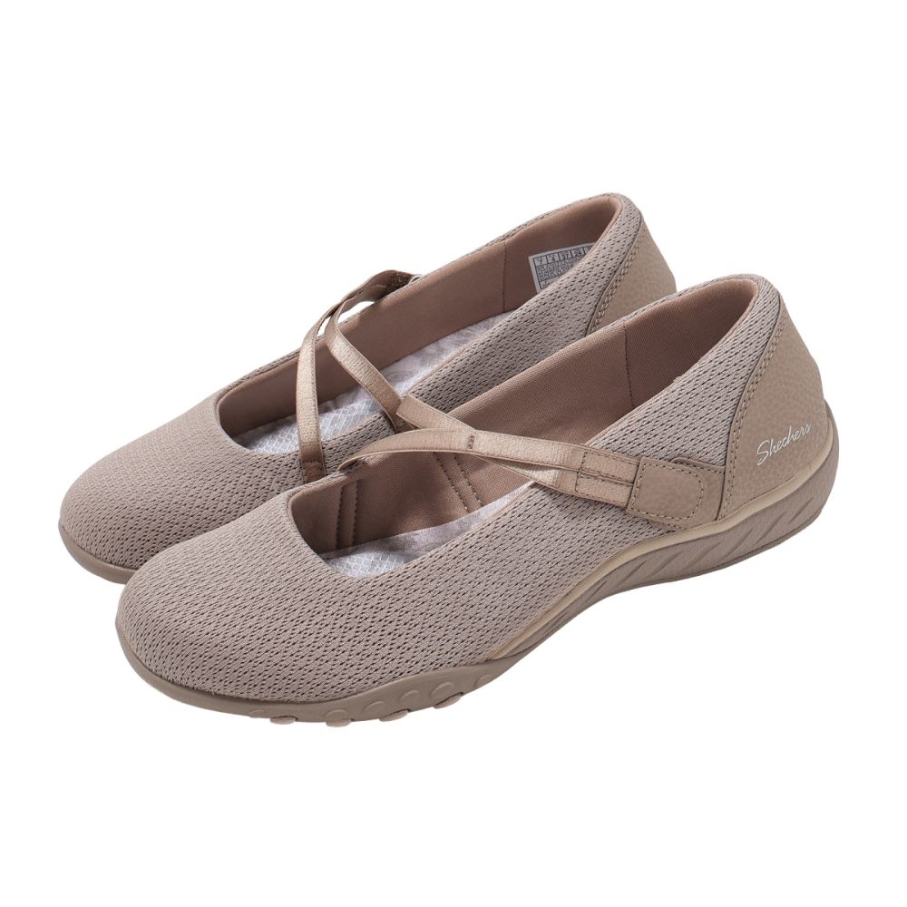 Skechers 休閒鞋 Breathe-Easy 女鞋 米 魔鬼氈 瑪莉珍鞋 100771TPE