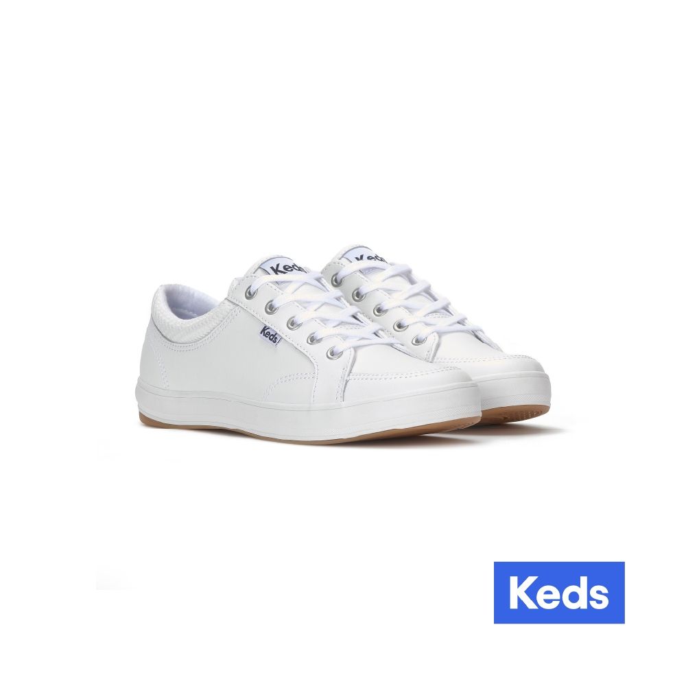 Keds CENTER 皮革運動風休閒小白鞋 WH60854