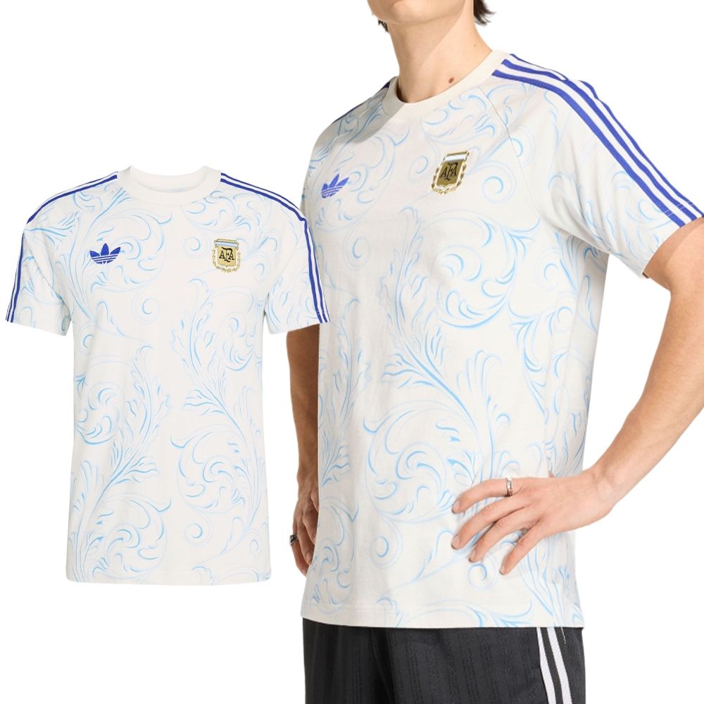 Adidas AFA OG Tee Aop 男款白色世界盃阿根廷上衣棉質世足印花針織短袖