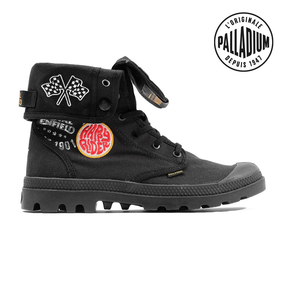 PALLADIUM BAGGY HIMALAYAN 皇家恩菲爾德聯名經典反折軍靴/休閒鞋-男鞋/女鞋-黑 (黑色系)