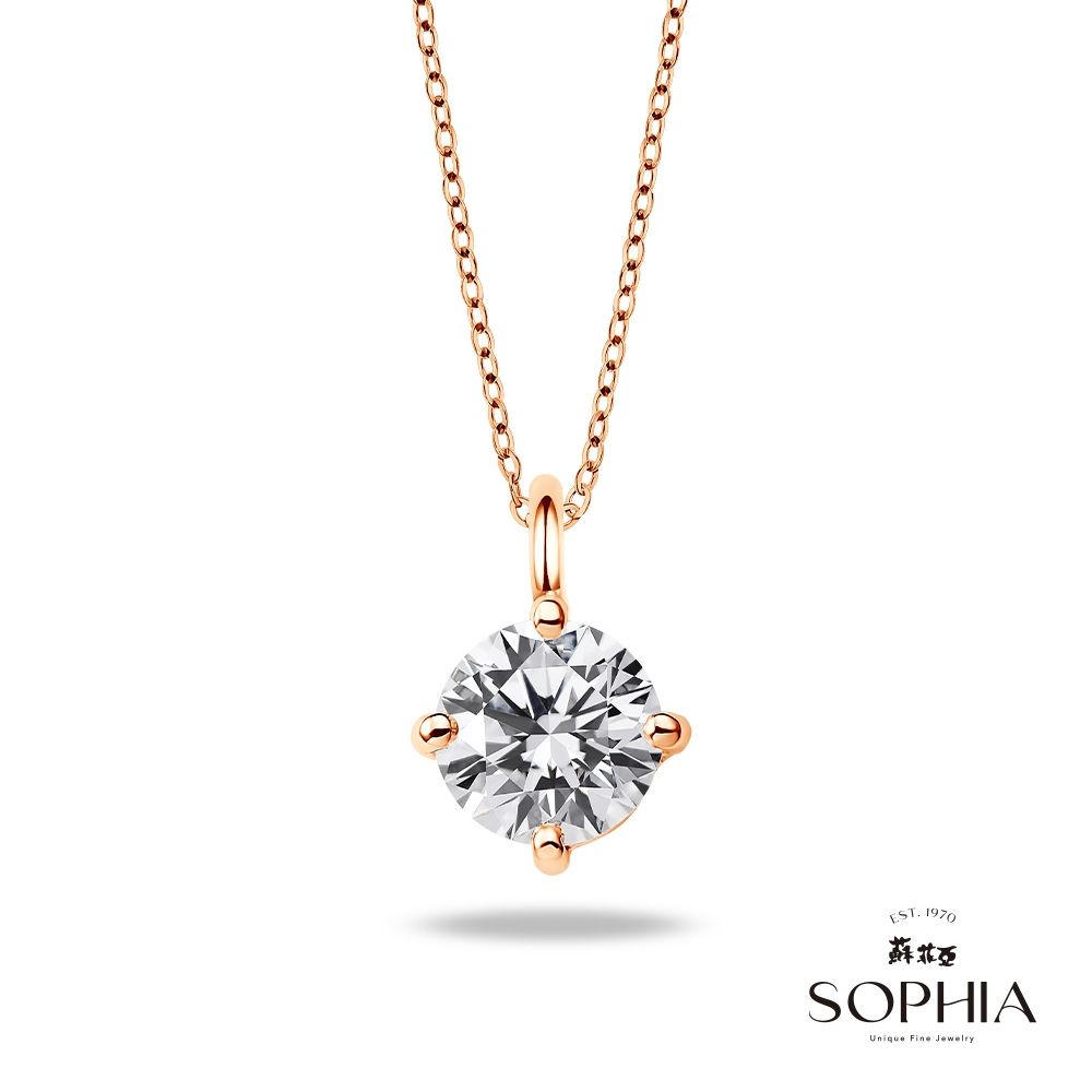 SOPHIA 蘇菲亞珠寶 - IGI 30分 D/VS1 14K玫瑰金 四爪 鑽石項鍊 (培育鑽)