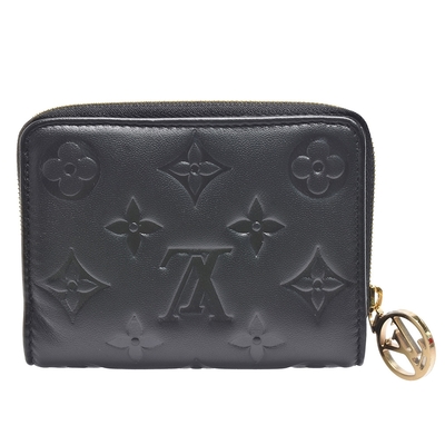 LOUIS VUITTON路易威登 LV M81599經典Lou系列小羊皮短夾(黑色)