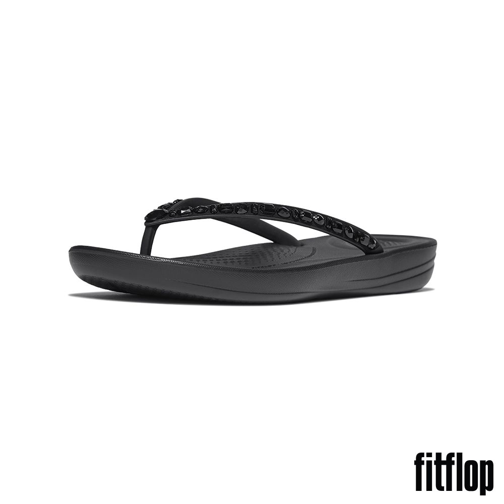 【FitFlop】iQUSHION 多水鑽輕量夾腳涼鞋-女(靚黑色) (靚黑色)