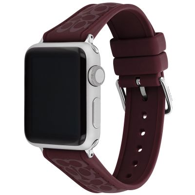 COACH Apple Watch 錶帶 38/40/41mm適用 矽膠錶帶 寵愛媽媽 送禮推薦-黑加侖紫 (不含手錶)