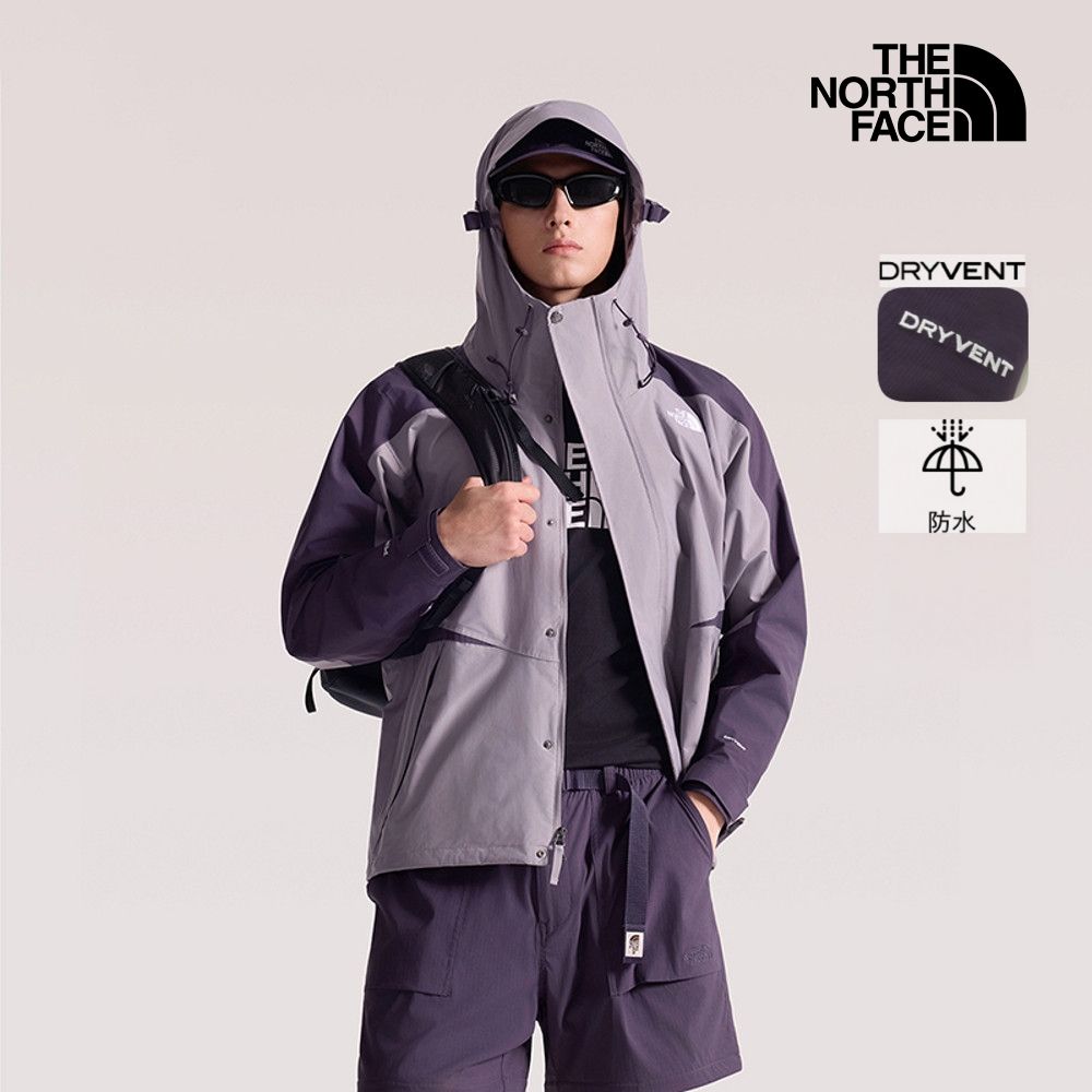 【The North Face 官方旗艦】北面男款灰色DRYVENT防水可拆式連帽衝鋒衣｜8F19JZU 外套