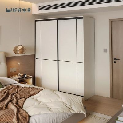 【hoi! 好好生活】Linsy現代簡約黑線滑門衣櫃1.57M 白色 JC4D