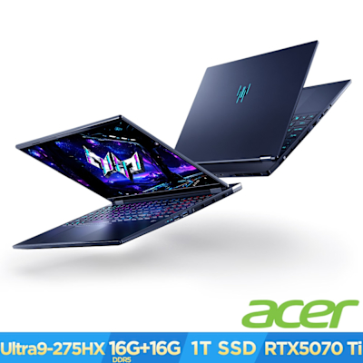 Acer 宏碁 Helios Neo 16S AI PHN16S-71-90TD 16吋電競筆電(CU9-275HX/16+16GB/1TB/RTX 5070 Ti-12G/Win11)