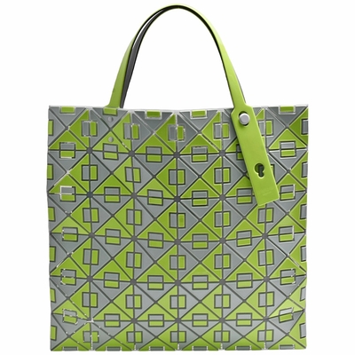 ISSEY MIYAKE 三宅一生BAOBAO格紋透光幾何6X6手提包(黃雀綠/淺灰色)