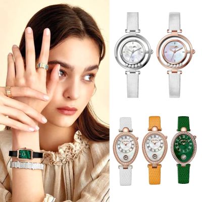 Folli Follie  送禮首選 閃耀誥石 珍珠母貝錶盤 皮革錶帶腕錶- 多款任選