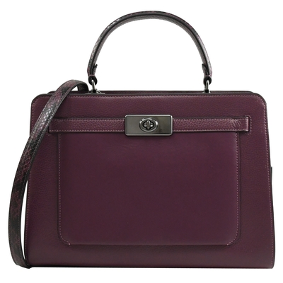 COACH  Lane Carryall 金屬轉釦素色手提/斜背兩用包(酒紅)
