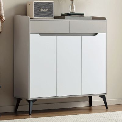 文創集 喬恩3.3尺三門二抽雙色鞋櫃-100x32x103cm免組