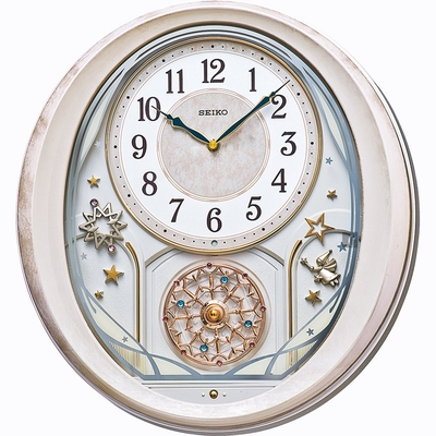 SEIKO 日本精工 整點音樂報時 音樂掛鐘(QXM370P)-淡粉/41X38cm