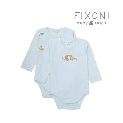 Brands4kids 棕熊藍色長袖包屁衣2件組 Fixoni系列