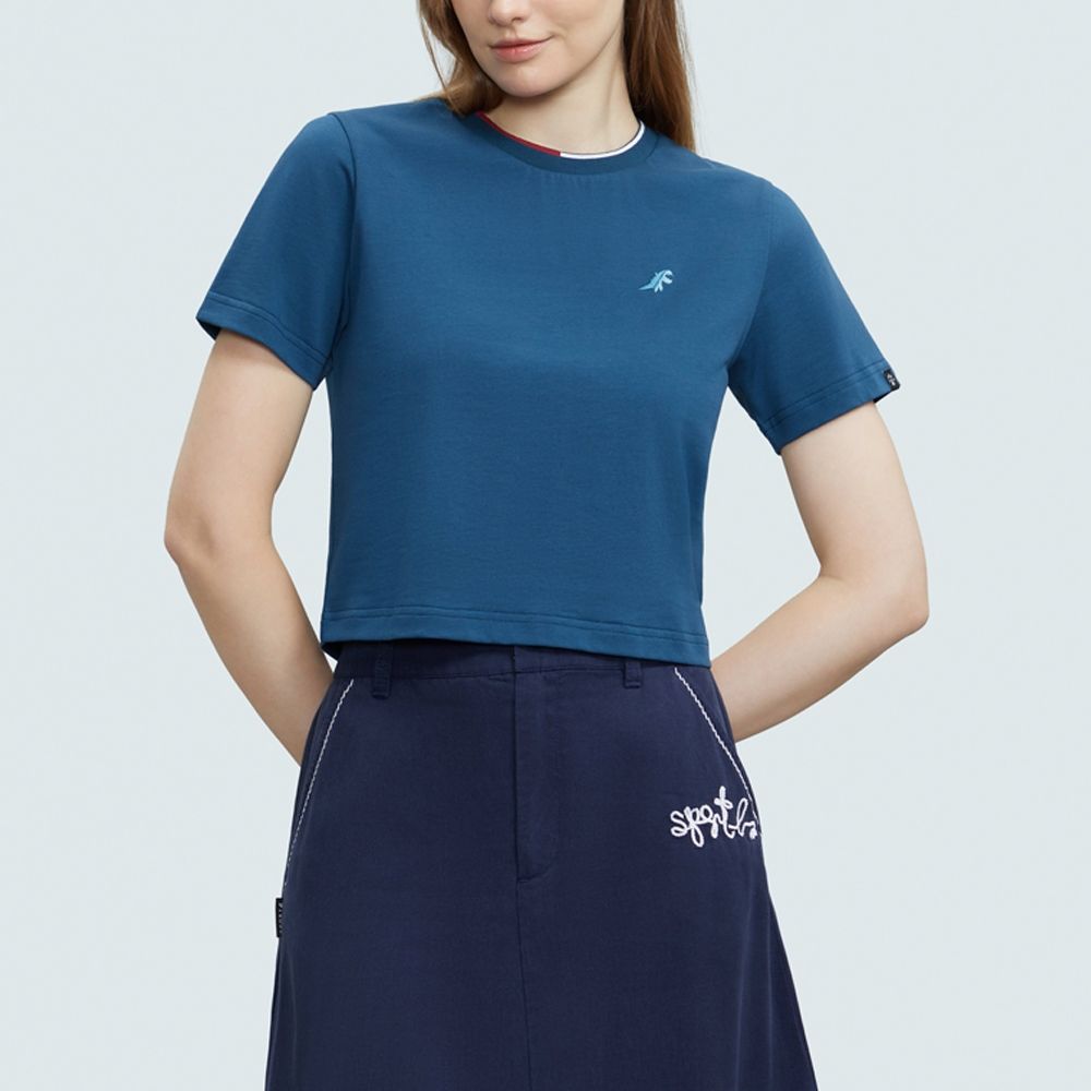 agnes b.Sport b. 女裝 logo刺繡圖案短袖 多款 (恐龍刺繡(深藍))