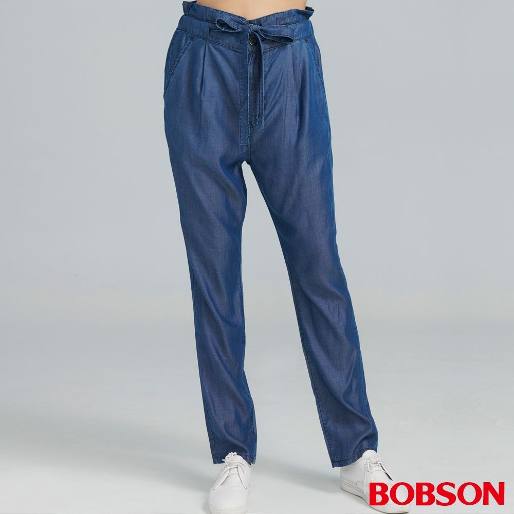 BOBSON 女款綁帶鬆緊直筒褲( 8228-53 )